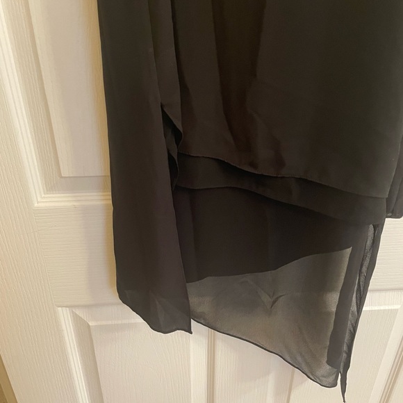 BCBG Asymmetrical High Low Chiffon Layered in Dress Black - Picture 9 of 11